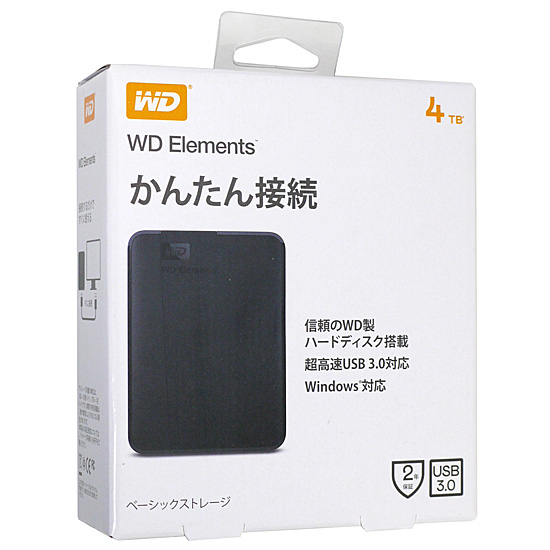 【新品】WesternDigital製　外付HD WD Elements Portable WDBU6Y0040BBK-JESE　4TB