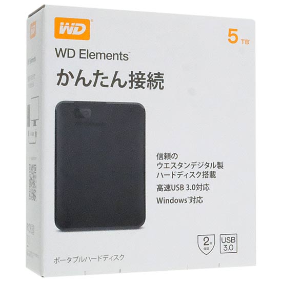 【新品】WesternDigital製　外付HD WD Elements Portable WDBU6Y0050BBK-JESE　5TB