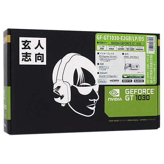 【新品】玄人志向グラボ　GF-GT1030-E2GB/LP/D5　PCIExp 2GB