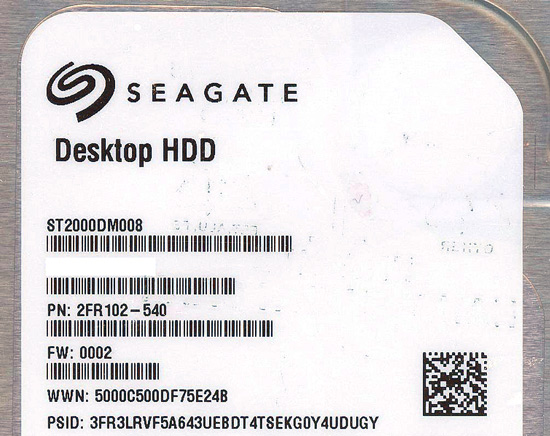 【新品】SEAGATE製HDD　ST2000DM008　2TB SATA600 7200