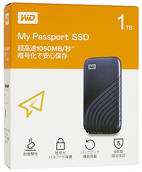 【新品】Western Digital製　外付けポータブルSSD My Passport SSD WDBAGF0010BBL-JESN　ブルー　1TB