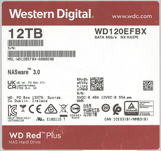 【新品】Western Digital製HDD　WD120EFBX　12TB SATA600 7200