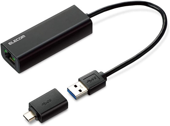 【新品】ELECOM Type-A/Cポート両対応2.5G有線LANアダプター EDC-QUA3C-B ブラック
