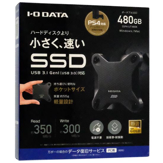 【新品】【新品訳あり(箱きず・やぶれ)】 I-O DATA ポータブルSSD 480GB SSPH-UT480K