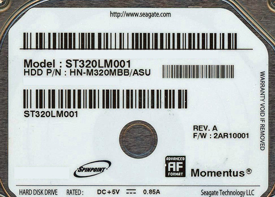 【新品】SEAGATE ノート用HDD 2.5inch　ST320LM001 320GB 9.5mm