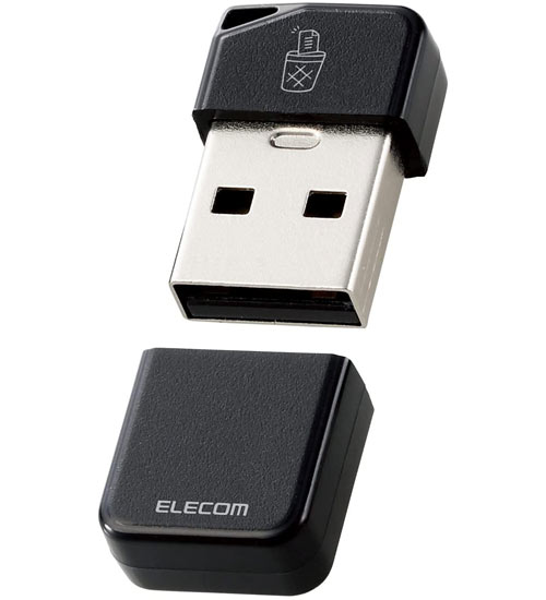 【新品】ELECOM　誤消去防止ソフト対応 超小型USBメモリ 64GB　MF-USB3064GBK　ブラック