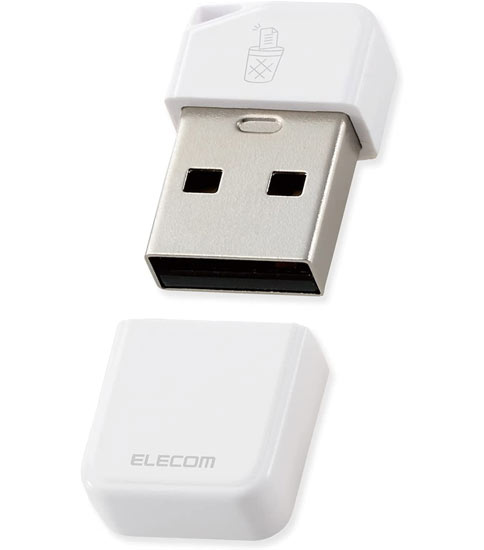 【新品】ELECOM 誤消去防止ソフト対応 超小型USBメモリ 64GB MF-USB3064GWH ホワイト