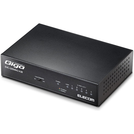 【新品】エレコム製　スイッチングハブ 5ポート　EHC-G05MN2-HJB　ブラック