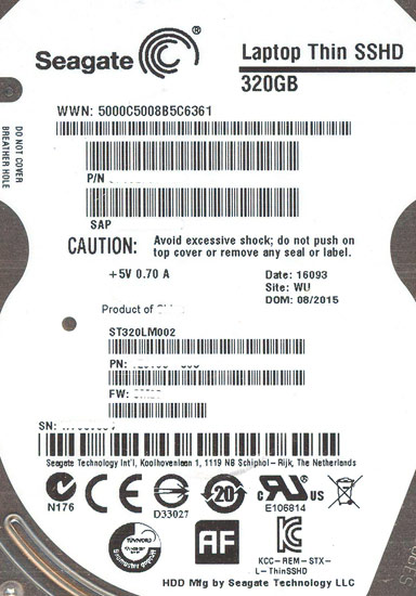 【新品】SEAGATE ノート用HDD 2.5inch　ST320LM002 320GB 7mm