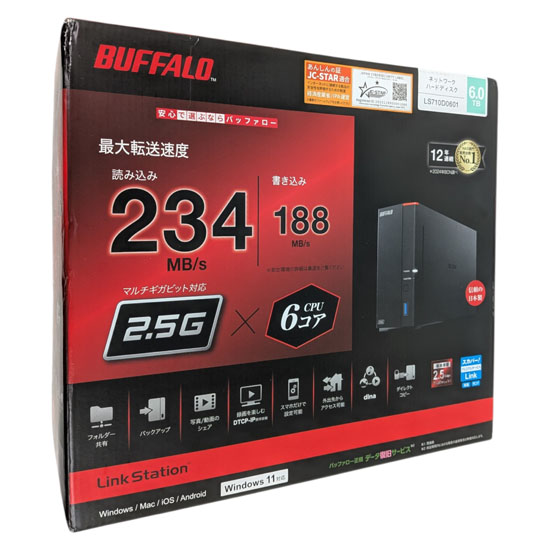 【新品】【新品訳あり(箱きず・やぶれ)】 BUFFALO　LinkStation LS710D0601　6TB