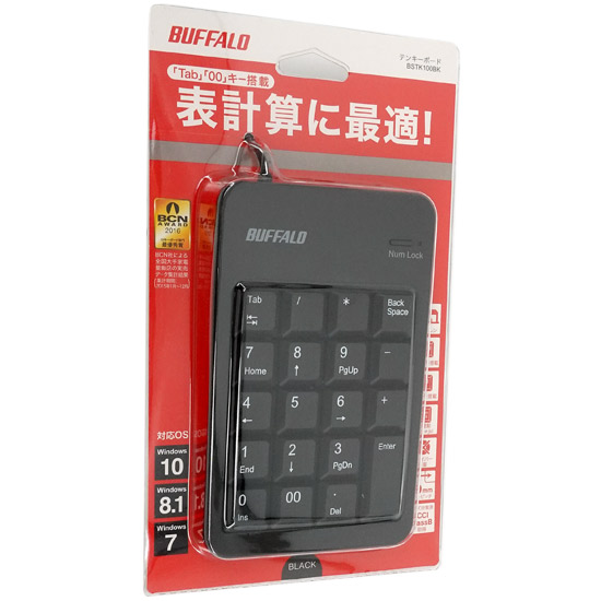 【新品】BUFFALO　有線コンパクトテンキーボード　BSTK100BK ブラック