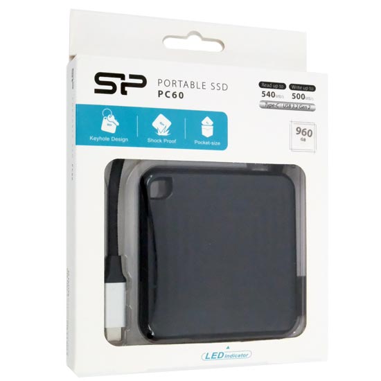 【新品】Silicon Power製　外付けSSD PC60 SP960GBPSDPC60CK　960GB　ブラック