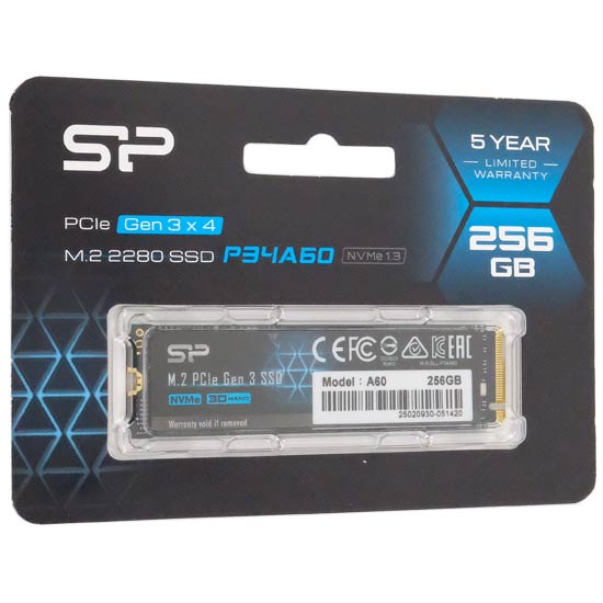 【新品】Silicon Power製　M.2 SSD 256GB　PCIe Gen3x4 P34A60 SP256GBP34A60M28