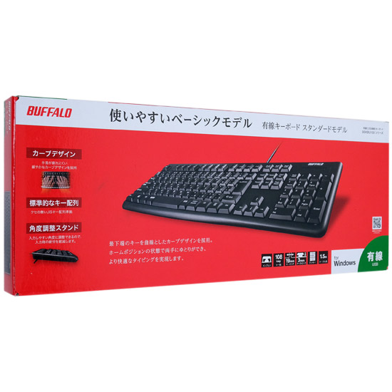 【新品】BUFFALO　有線スタンダードキーボード BSKBU100BK　ブラック