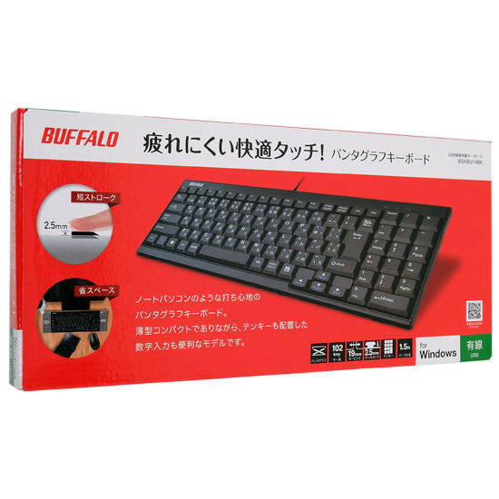 【新品】BUFFALO　有線スリムキーボード BSKBU14BK　ブラック