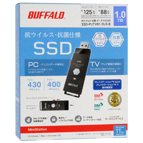 【新品】BUFFALO　外付けSSD　SSD-PUTVB1.0U3-B　ブラック