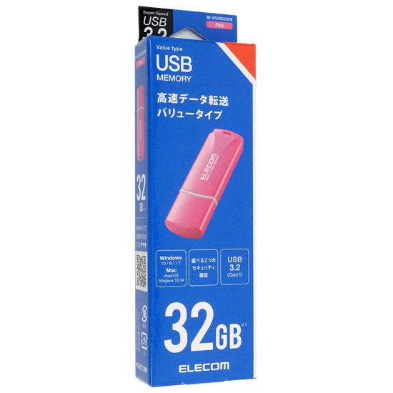 【新品】ELECOM　キャップ式USB3.2 Gen1メモリ　MF-HTU3B032GPN　32GB ピンク