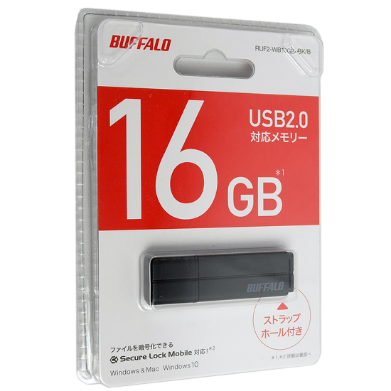 【新品】BUFFALO製　USBメモリー RUF2-WB16GB-BK/B　16GB ブラック