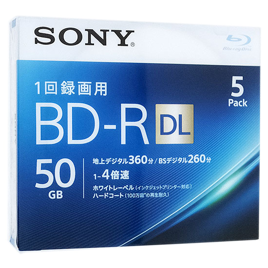 【新品】SONY　ブルーレイディスク 5BNR2VJPS4　BD-R DL 4倍速 5枚組