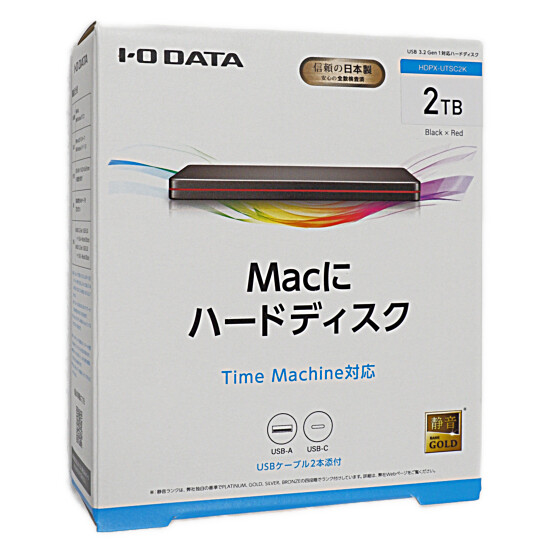 【新品】I-O DATA製 PortableHD　HDPX-UTSC2K　Black×Red