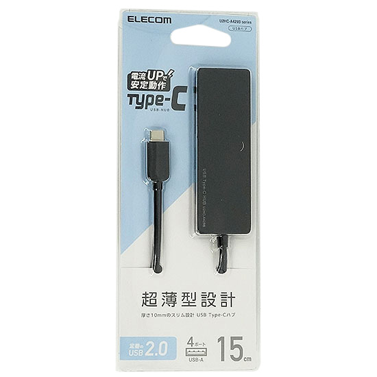 【新品】ELECOM製　USB Type-C接続4ポートUSB2.0ハブ　U2HC-A429BBK　ブラック