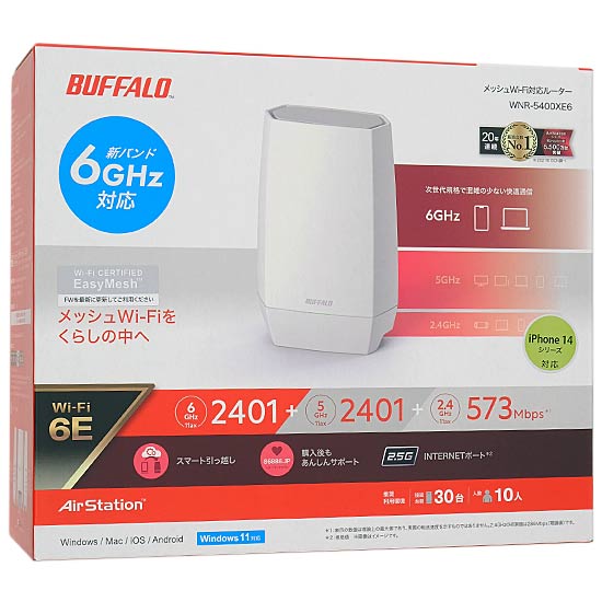 【新品】BUFFALO　無線LANルータ　AirStation WNR-5400XE6　ホワイト