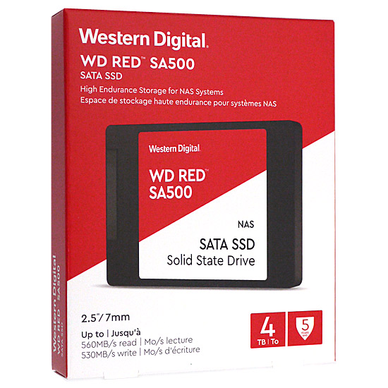 【新品】【新品訳あり(箱きず・やぶれ)】 Western Digital製 SSD　WD Red SA500 NAS SATA WDS400T1R0A　4TB