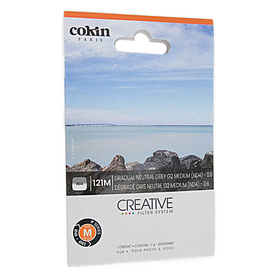 【新品】Cokin　83×100mm角 ハーフグラデーションフィルター ミディアムグレー2(ソフトND4) P121M