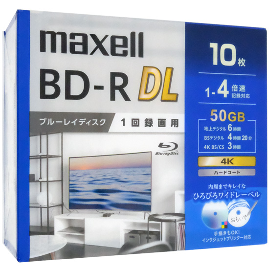 【新品】maxell　録画用ブルーレイディスク BD-R DL 4倍速 10枚組　BRV50WPG.10S