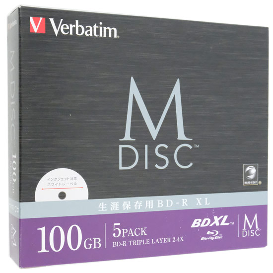 【新品】三菱化学　ブルーレイディスク Verbatim DBR100YMDP5V2　BD-R XL 4倍速 5枚組