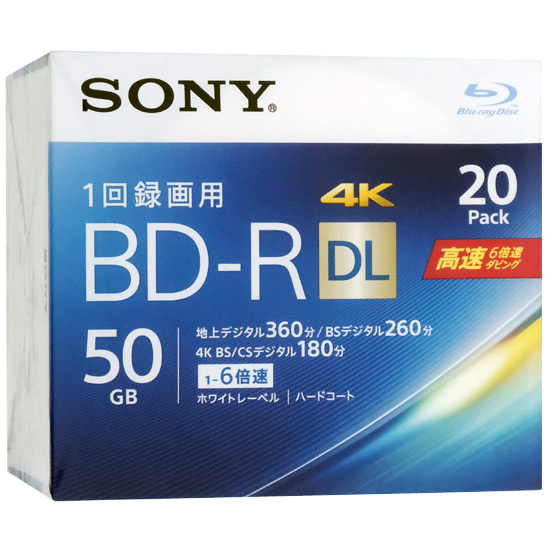 【新品】SONY　ブルーレイディスク 20BNR2VJPS6　BD-R DL 6倍速 20枚組