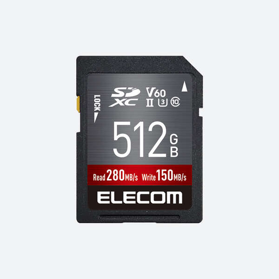 【新品】ELECOM　SDXCメモリーカード　MF-FS512GU23V6R　512GB