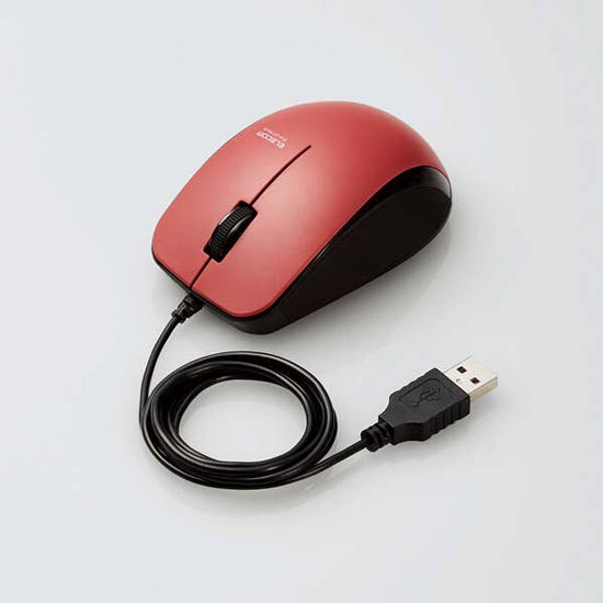 【新品】ELECOM製　抗菌 有線 静音 BlueLEDマウス M-BL27UBSKRD　レッド