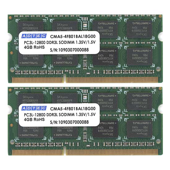 【新品】【バルク新品】 ADTEC　ADS12800N-4GW　SODIMM DDR3 PC3-12800 4GB 2枚組