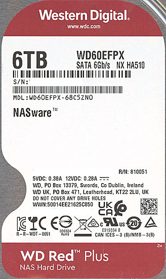 【新品】Western Digital製HDD　WD60EFPX　6TB SATA600 5400