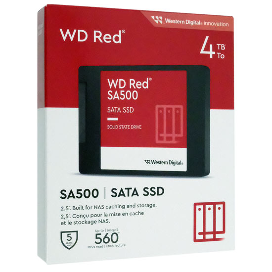 【新品】Western Digital製 SSD　WD Red SA500 NAS SATA WDS400T2R0A　4TB
