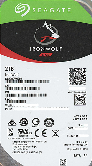 【新品】SEAGATE製HDD　ST2000VN004　2TB SATA600 5900