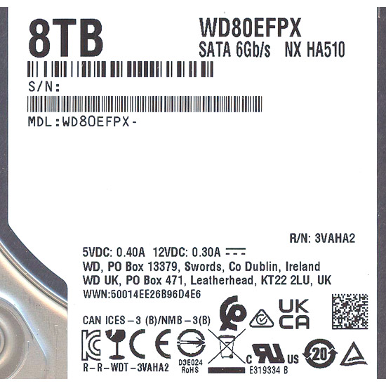 【新品】Western Digital製HDD　WD80EFPX　8TB SATA600 5640