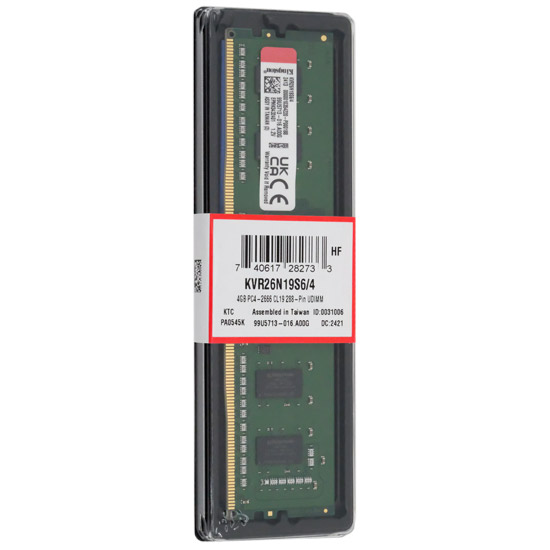【新品】Kingston製　KVR26N19S6/4　DDR4 PC4-21300 4GB