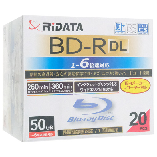 【新品】RiTEK　ブルーレイディスク RIDATA BD-R260PW 6X.20P SC A　BD-R DL 6倍速 20枚組
