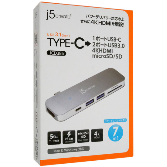 【新品】j5 create　USB Type-C UltraDrive Mini Dock 7-in-1 JCD386