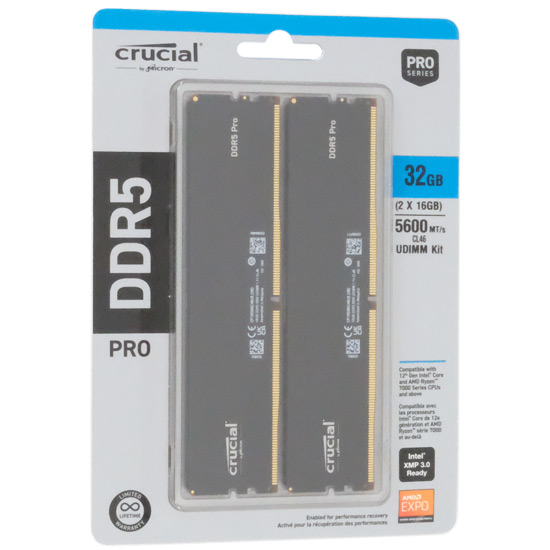 【新品】crucial　CP2K16G56C46U5　DDR5 PC5-44800 16GB 2枚組