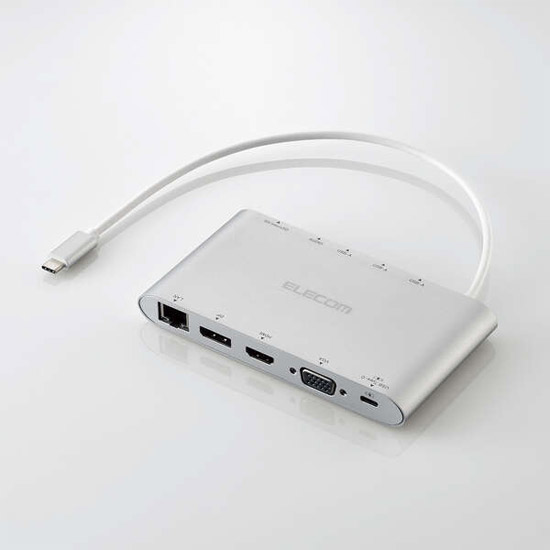 【新品】ELECOM　Type-C ドッキングステーション 11in1 4画面マルチモニター　DST-C28SV　シルバー