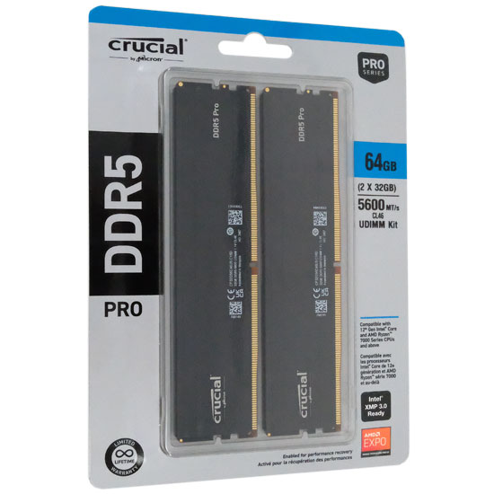 【新品】crucial　デスクトップ用 CP2K32G56C46U5　DDR5 PC5-44800 32GB 2枚組