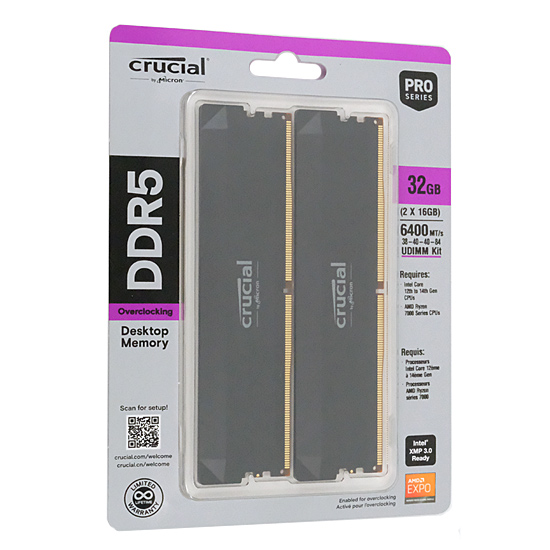 【新品】crucial　CP2K16G64C38U5B　DDR5 PC5-51200 16GB 2枚組