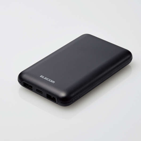 【新品】ELECOM　薄型コンパクトモバイルバッテリー 10000mAh　DE-C44-10000BK　ブラック