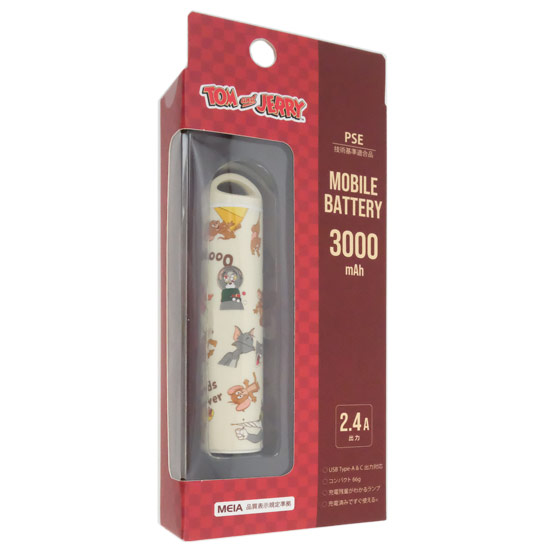 【新品】PGA　スティック型モバイルバッテリー 3000mAh PG-WLBJ30A01TAJ　トムとジェリー