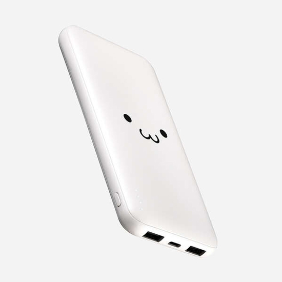 【新品】ELECOM　薄型コンパクトモバイルバッテリー 10000mAh DE-C66-10000WF　しろちゃん(ホワイト×ブラック)