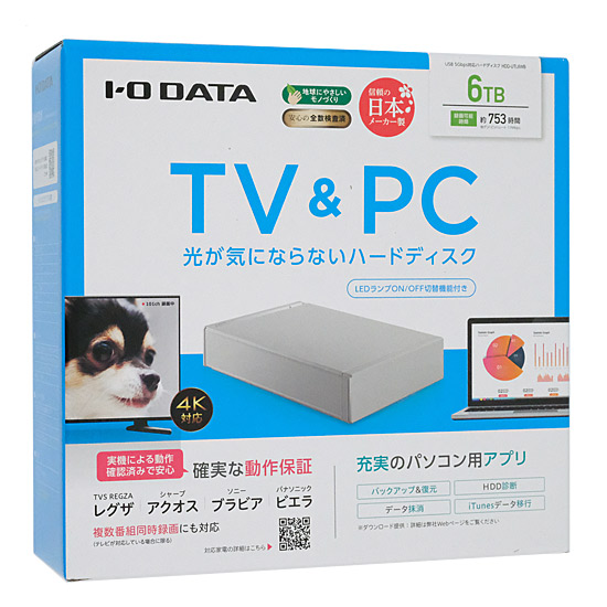 【新品】I-O DATA　外付けHDD HDD-UTL6WB　ホワイト