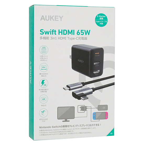 【新品】AUKEY　3in1 HDMI USB-C充電器 PA-H60　ブラック